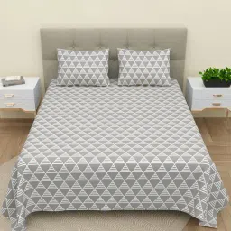 BELLA CASA Printed Grey 220 TC Cotton Super King Bedsheet with 2 Pillow Covers-image-15