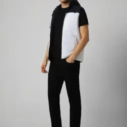 Van Heusen Navy Cotton Regular Fit Quilted Hooded Jacket image 5