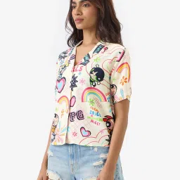 The Souled Store Pink Graphic Print Shirt image 3