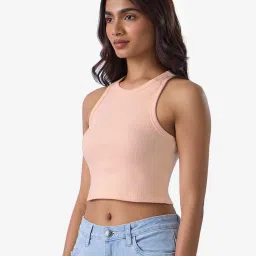 The Souled Store Pink Slim Fit Tank Top image 3