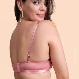 Enamor Dusty Pink Lace Work Push-up Bra image 3