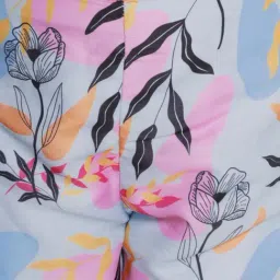Ministitch Girls Blue Cotton Silk Floral Print Suit Set image 5