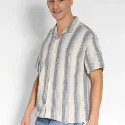 American Eagle Outfitters Beige Cotton Regular Fit Striped Shirt image 3