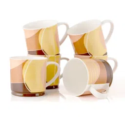 JCPL Printed Yellow Ceramic Tea Cups- Set of 6 (200 ml each) image 3