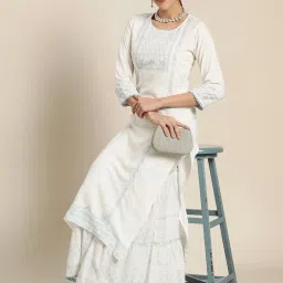 Juniper White Printed Straight Kurta image 3