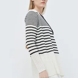 Code by Lifestyle Off White Striped Cardigan image 3