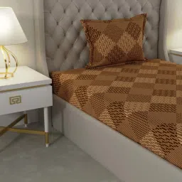 Raymond Home Delight Brown 104 TC Cotton Single Bedsheet with 1 Pillow Cover image 3