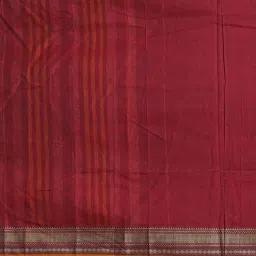 Unnati Silks Maroon Cotton Woven Saree With Unstitched Blouse image 3