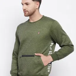 Duke Olive Mix Regular Fit Self Pattern SweatShirt image 3