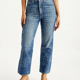 Levi's Blue Printed Bootcut High Rise Jeans-picture-38