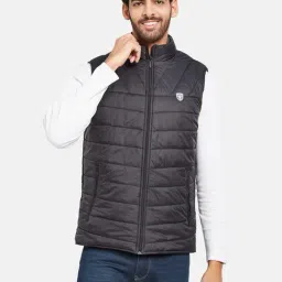 METTLE Black Regular Fit Quilted Jacket-image-75