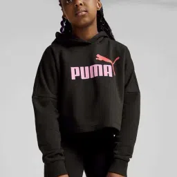 Puma Girls Puma Black Cotton Print Full Sleeves Hoodies-picture-32