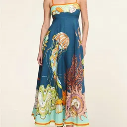 StyleCast x Revolte Women Graphic Print Linen A-Line Maxi Dress-picture-13