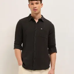 The Bear House Brown Cotton Textured Regular Fit Shirt-image-1
