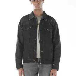 Jack & Jones Black Cotton Oversized Denim Jacket-image-93