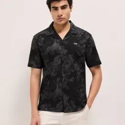 The Bear House Black Floral Regular Fit Shirt-image-87