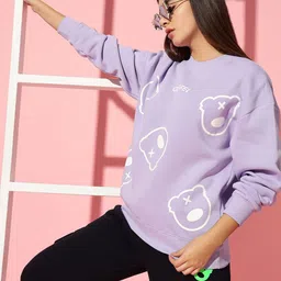 GRIFFEL Women Printed Round Neck Pullover Sweatshirt image 4