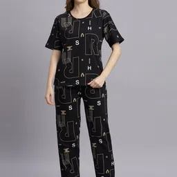 DZZO Women Printed Pure Cotton Night suit-picture-28