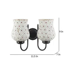 Devansh White & Gold-Toned Mosaic Traditional Wallchiere Lamp image 4