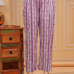 Aktasa Floral Printed Yoke Design Straight Pure Cotton Kurta with Trousers And Dupatta image 5