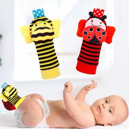 Baby Moo Buzzing Bee And Ladybug Striped Set of 2 Socks - Red-picture-31