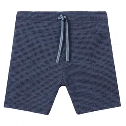 Anthrilo Cotton Terry Pin Checked Shorts - Blue-picture-10