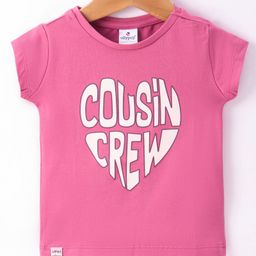 OLLYPOP Sinker Half Sleeves Text Printed T-Shirt - Pink-picture-49