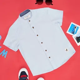 Pantaloons Junior Half Sleeves Solid Shirt - Island Paradise-image-35