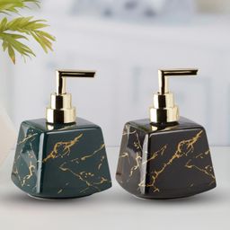 KOOKEE Ceramic Soap Dispenser handwash Pump for Bathroom, Set of 2, Multicolor (10513)-picture-15