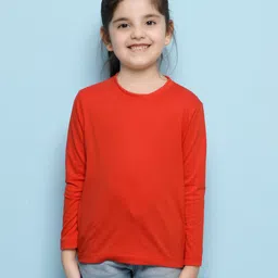 NUSYL Cotton Blend Full Sleeves Solid Tee - Red-picture-21