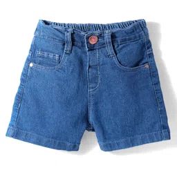 Babyhug Denim Mid Thigh Washed Shorts With Stretch - Blue-picture-16