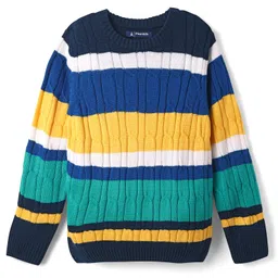 Pine Kids Knit Full Sleeves Pullover Sweater With Colour Block Design - Multi Colour-picture-28