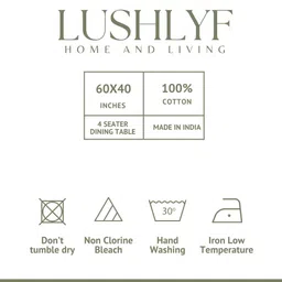 LUSHLYF White Floral Cotton 4-Seater Eucalyptus Serenity Tablecloth image 5