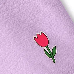 kookie kids india Kookie Kids Cotton Knit Half Sleeves Oversized T-Shirt with Floral Patch - Lilac image 3