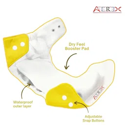 AEREX Reusable Baby Cloth Diapers For 6 Months to 3 Years With 2 Insert Pad With Anti-Piling Fleece Extra Absorbent Instant Baby Dry Sheet Leak Proof Washable Diaper Baby Bed Protector image 3