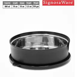 Signoraware Monarch Classic Stainless Steel Big Container | Microwave Safe | Spill Proof | Dishwasher & Refrigerator Safe | Storing Leftovers | Useful For Office & School Lunch (800 ml | Blue) image 3