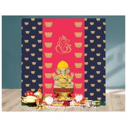 Untumble Ganesh Chaturthi Decoration Set for Vinayagar Chaturthi Celebration Pink Blue Backdrop  - Pack of 1 image 4