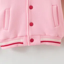 Kookie Kids Full Sleeves Front Open Bomber Jacket With Elephant Print - Pink image 4