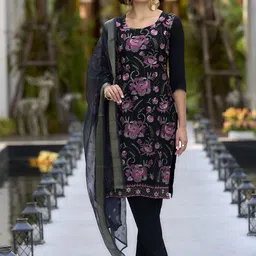 SHREE LAXMINARAYAN EXPORT Floral Embroidered Kurta With Trousers & Dupatta-picture-27