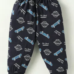 CUCUMBER Cotton Knit Full Length Leggings With Football Print Pack Of 3 - Navy Blue Light Green & Teal Blue image 5