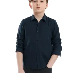 Rare Ones Boys Navy Cotton Solid Shirt-image-32