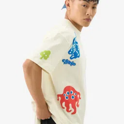 The Souled Store Originals White Loose Fit Graphic Print Oversized T-Shirt image 3