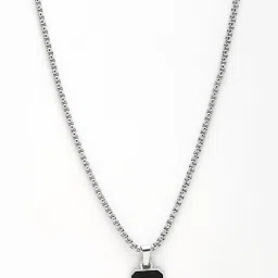 NVR Men Silver-Plated Artificial Stone Stainless Steel Pendant with Chain image 3