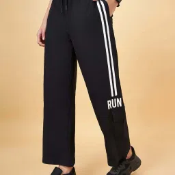 Ajile by Pantaloons Jet Black Cotton Striped Track Pants image 3