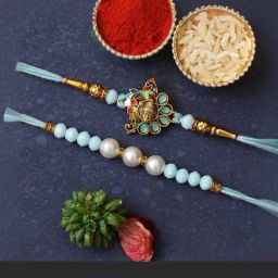eCraftIndia Set of 2 Lord Shrinathji & Pearl Rakhis for Brothers-picture-30