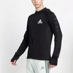 Adidas Black Regular Fit Hooded Jacket image 3