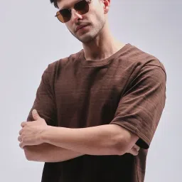 Dillinger Brown Loose Fit Self Pattern T-Shirt image 3