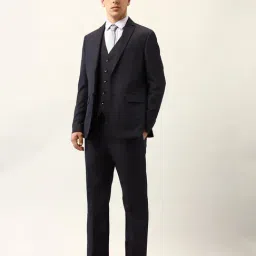 Arrow Grey Polyester Slim Fit Solid 3 Pcs Suit image 4