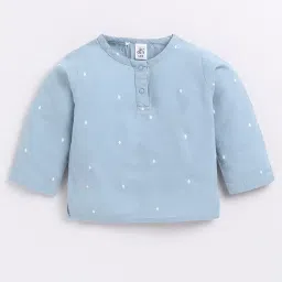 Clt.s Unisex Blue Self Design Full Sleeves Kurta With Pyjamas image 3