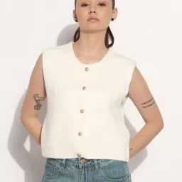SHOWOFFFF Off White Solid Top-image-97